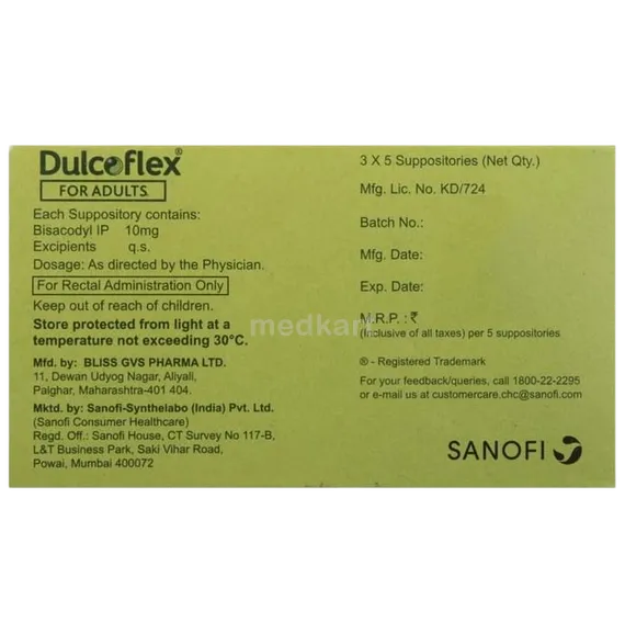 dulcoflex adult suppository 5's